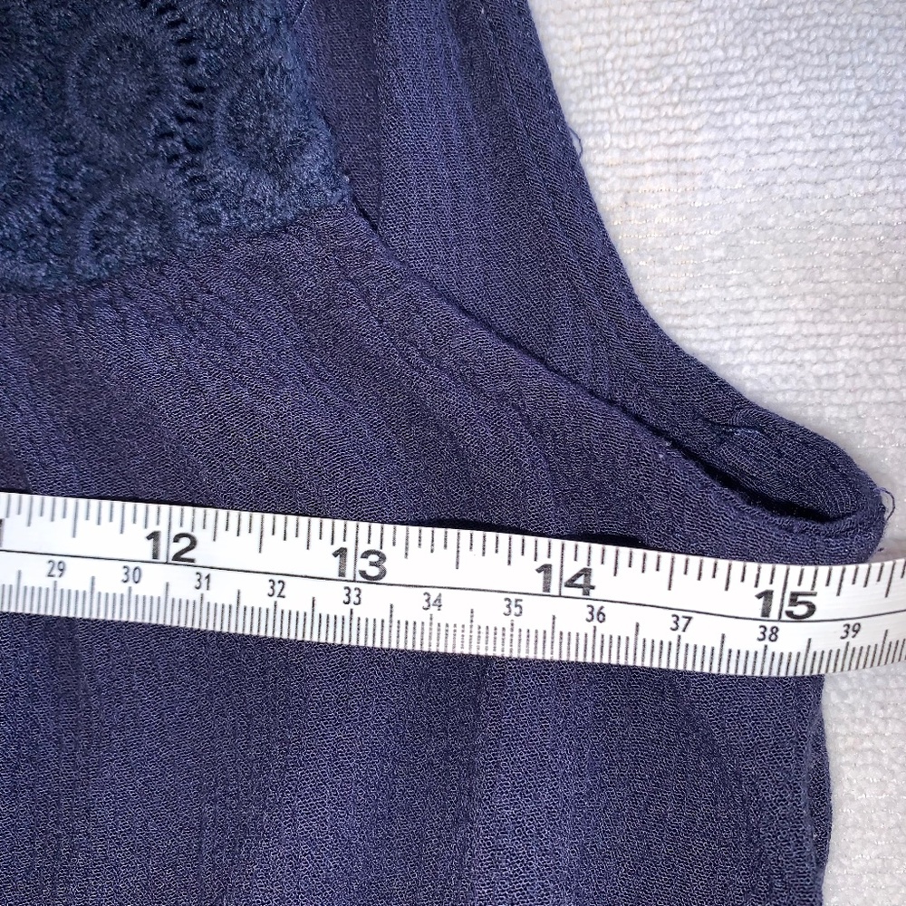 Twik Simons Navy Boho Mini Dress Crochet Lace Sleeveless Summer Dress M - Picture 10 of 12